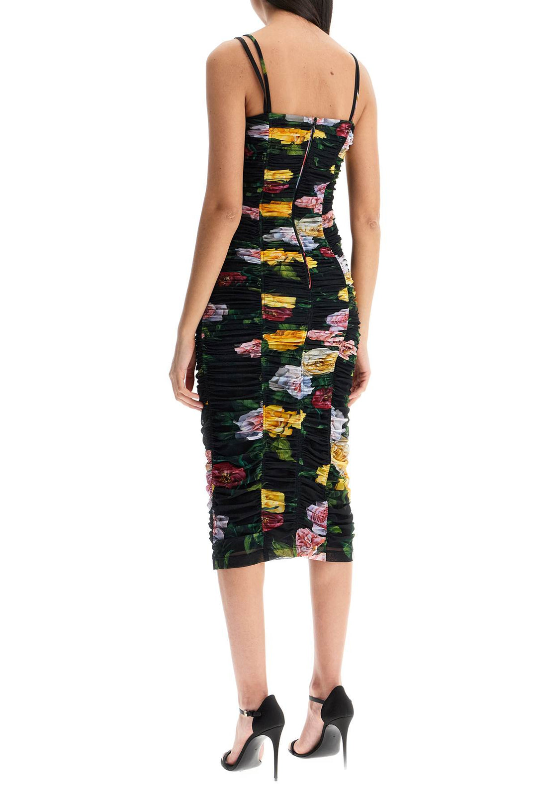 black floral midi synthetic dress-2