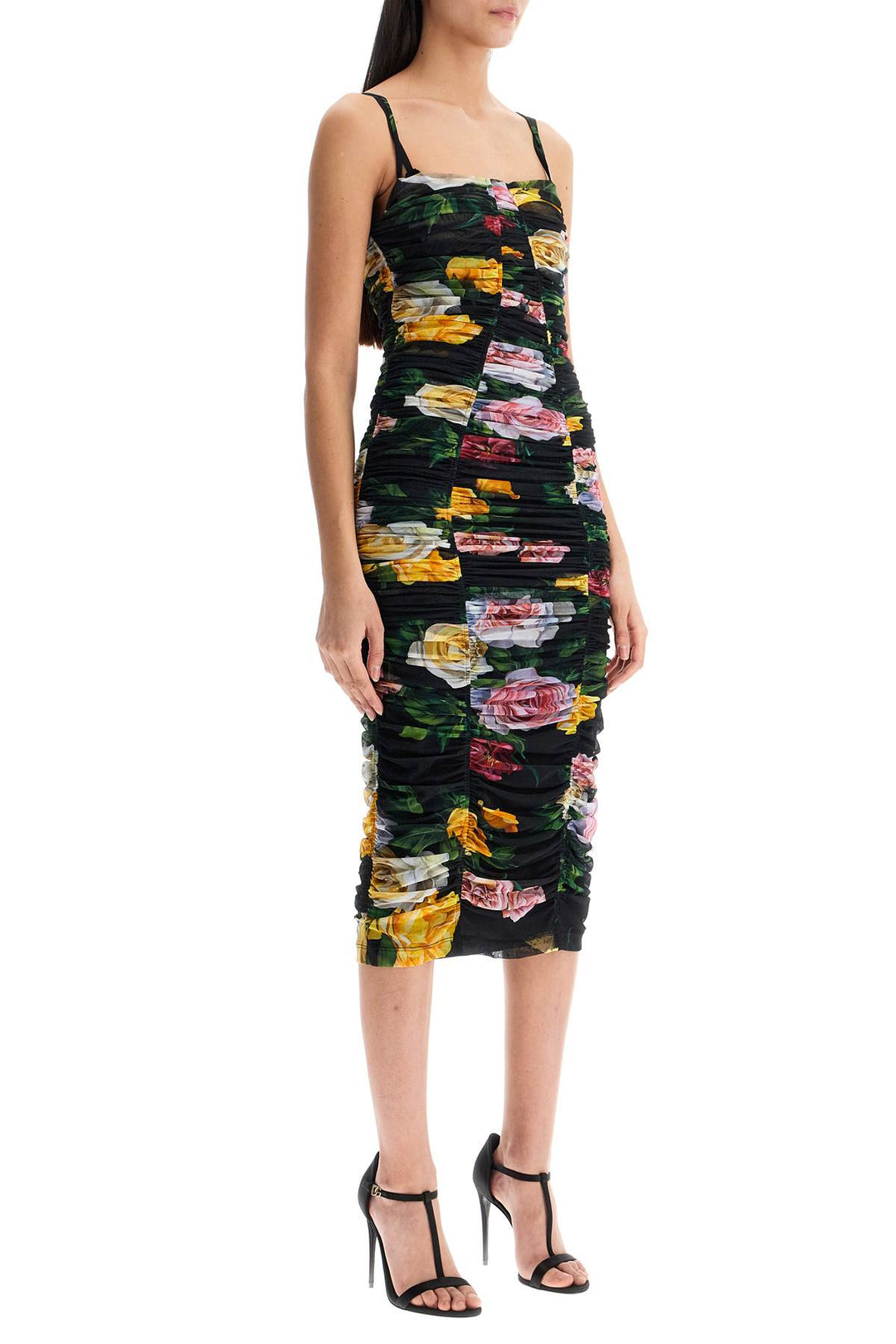 black floral midi synthetic dress-1