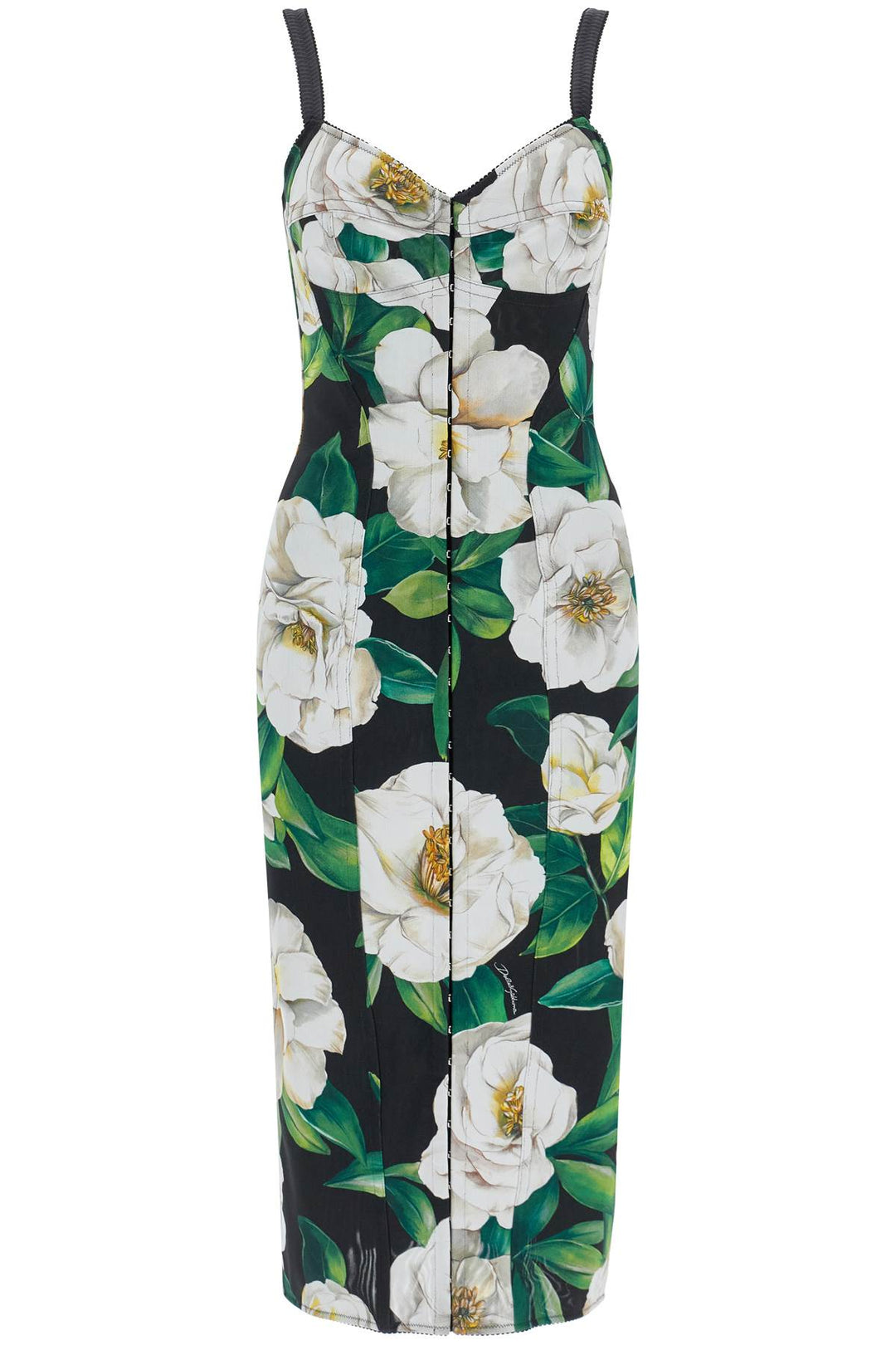 black floral midi synthetic dress-0