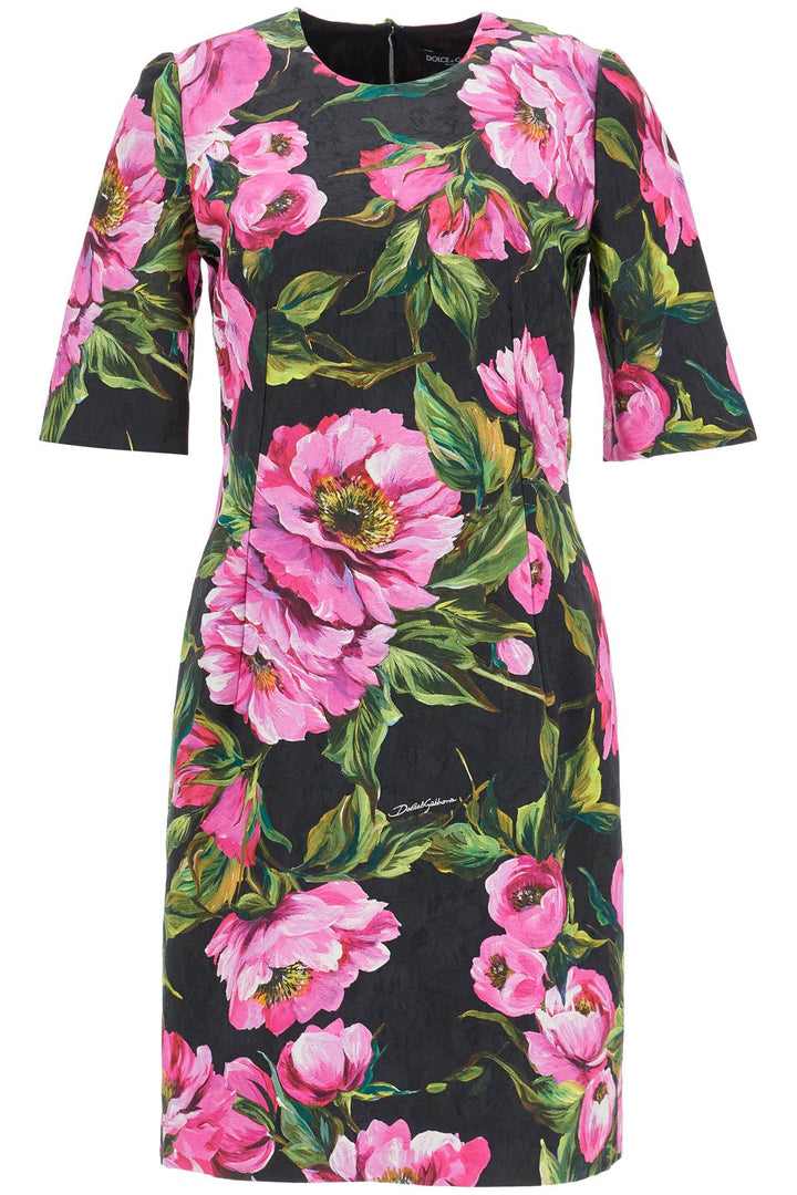 black floral cotton dress with peonies-0