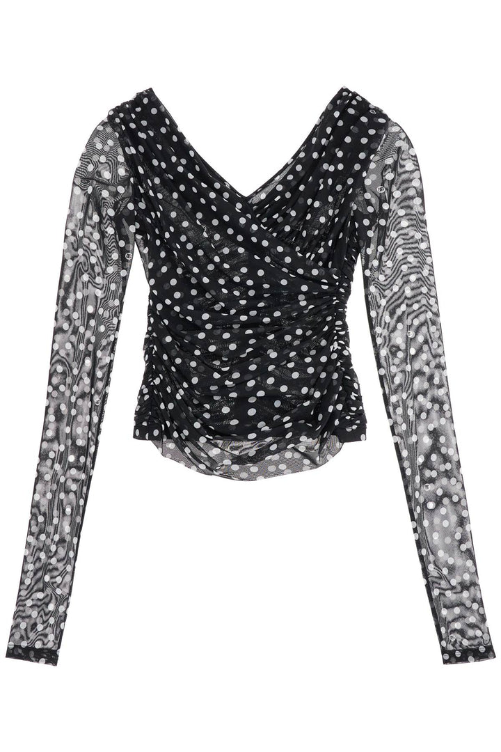 polka dot draped top with-0