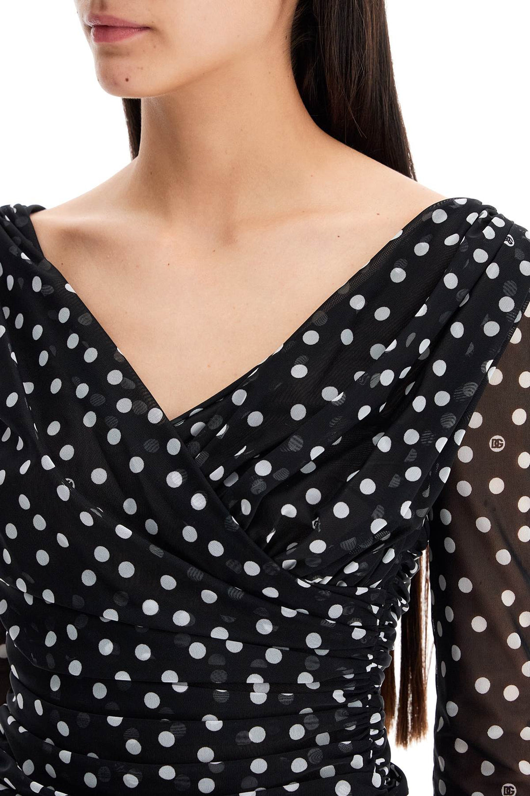 polka dot draped top with-3