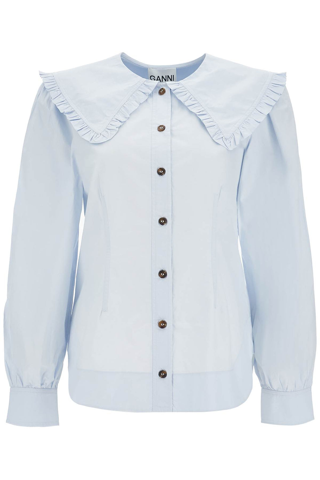 poplin shirt with oversized collar-0