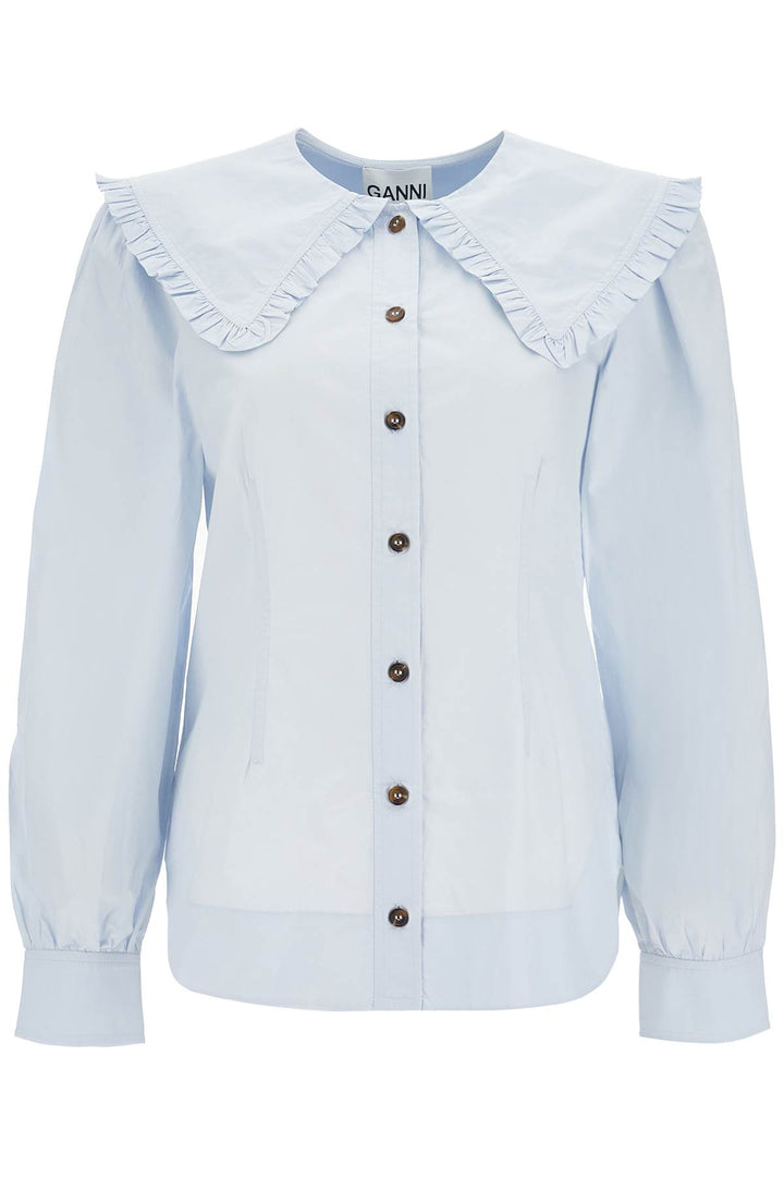 poplin shirt with oversized collar-0