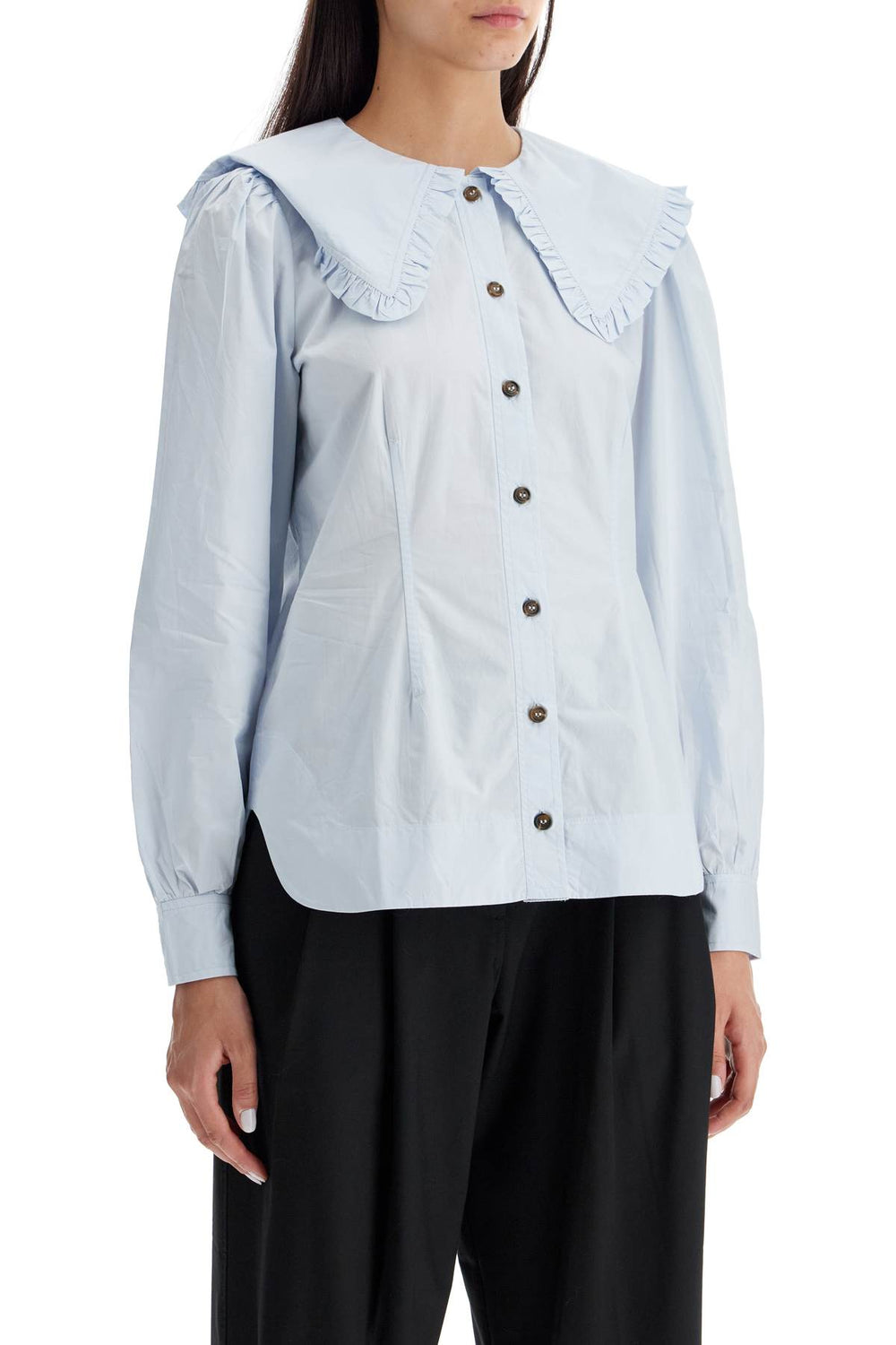 poplin shirt with oversized collar-1