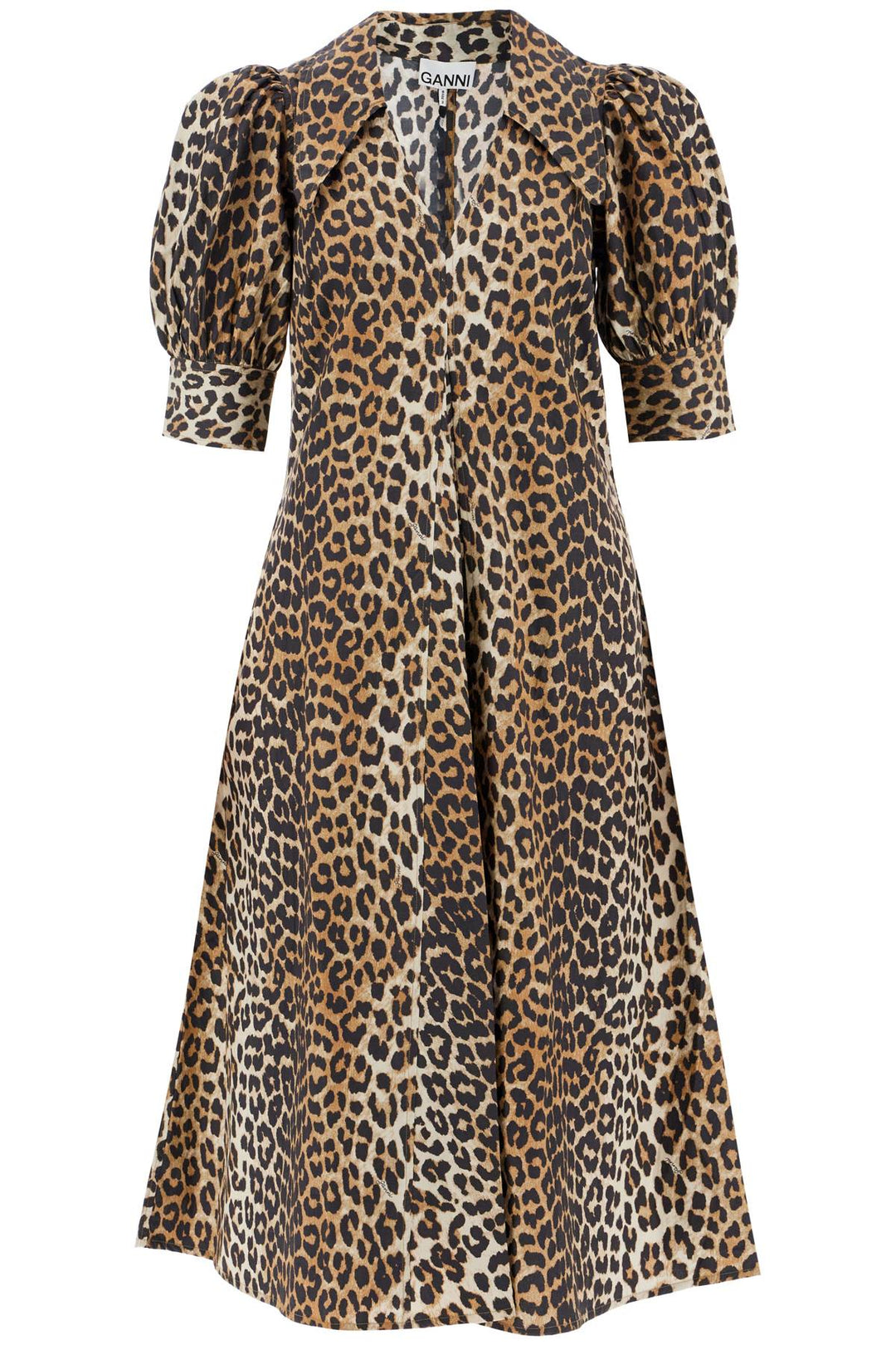 leopard print poplin dress-0