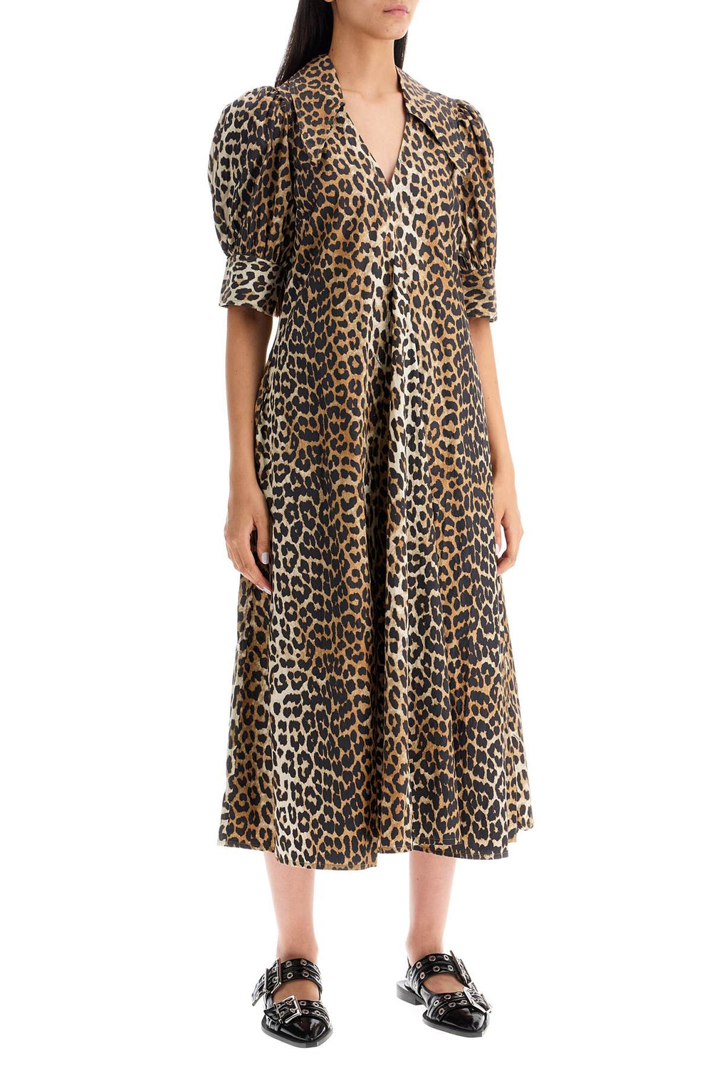 leopard print poplin dress-1