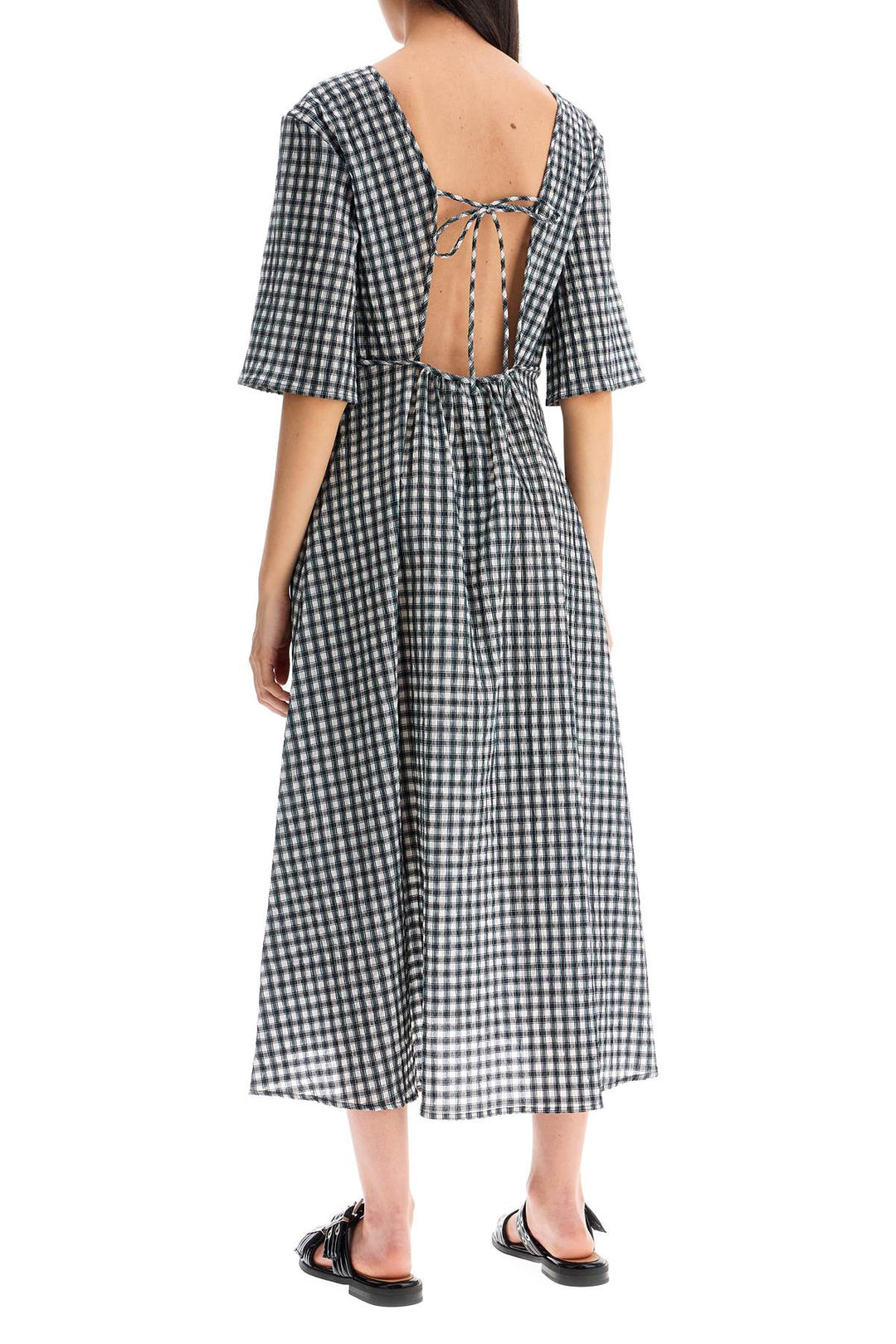 midi seersucker check dress-2