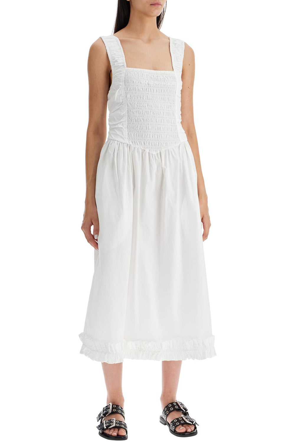 cotton poplin midi dress in-1