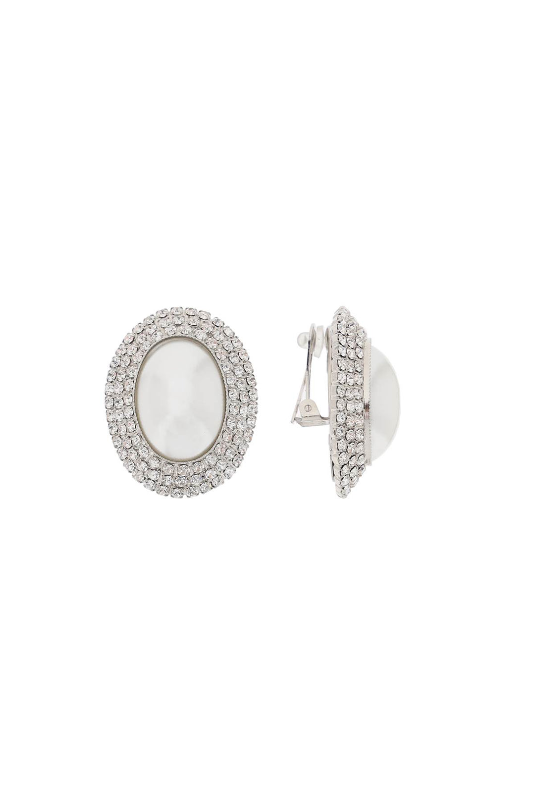 oval earrings with pearl and crystals-0