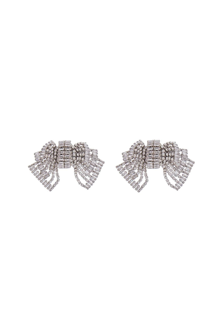 bow crystal silver hypoallergenic earrings-0