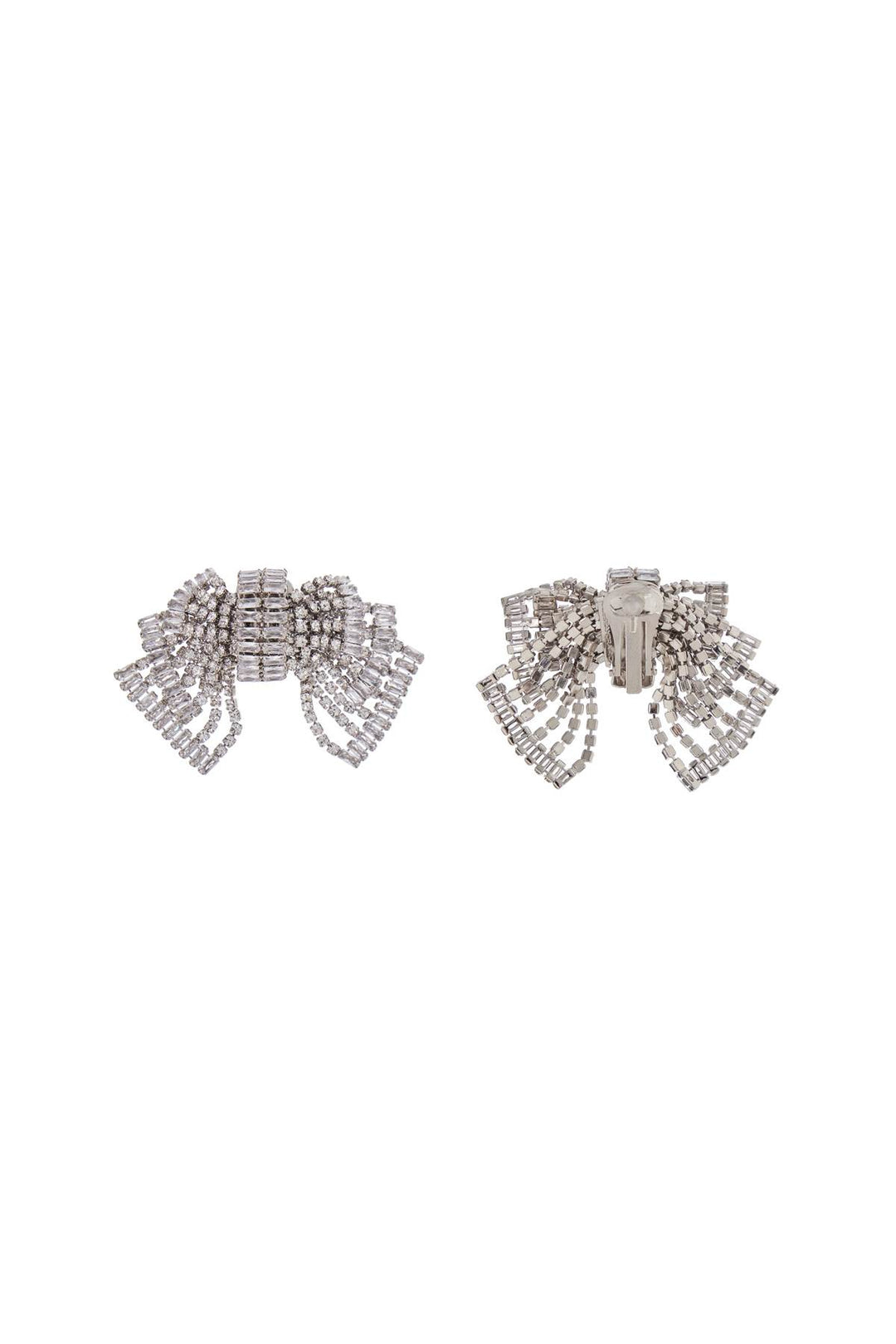 bow crystal silver hypoallergenic earrings-1