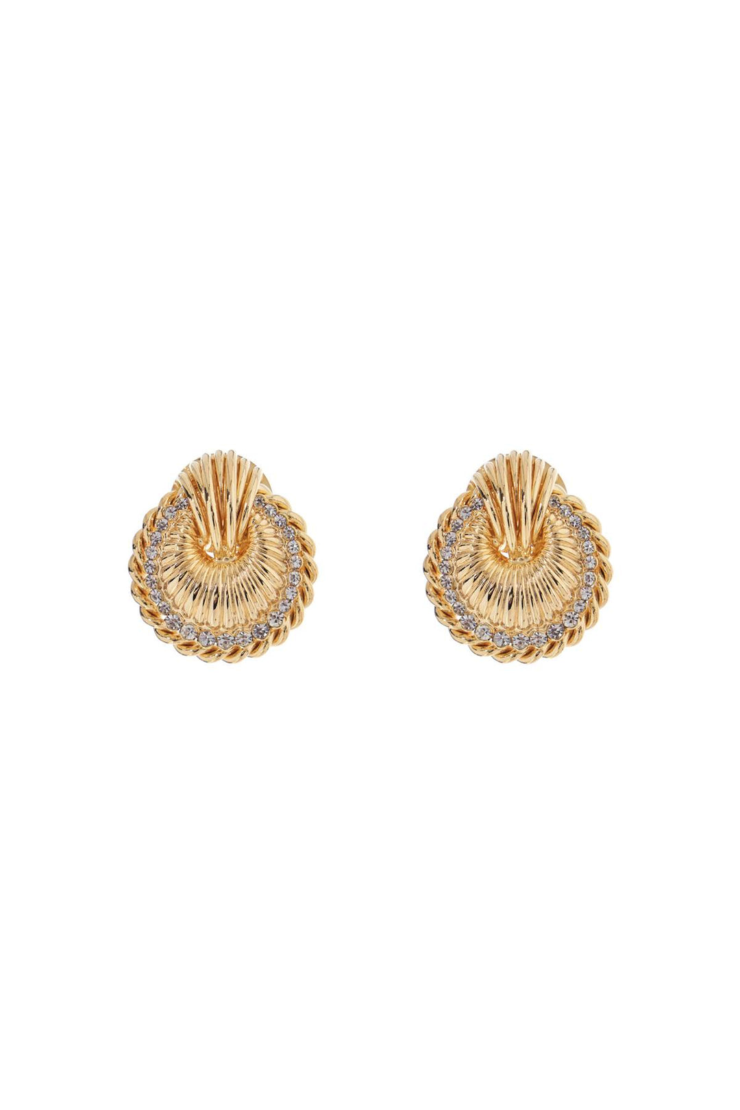 gold shell earrings with crystals-0