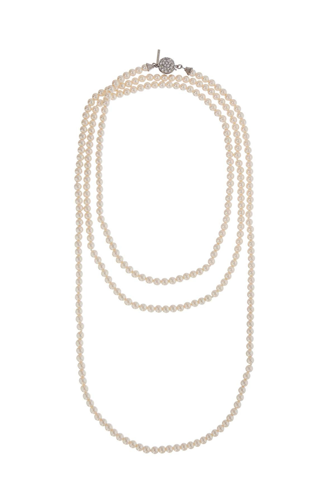 long 3-strand ivory pearl necklace with rhinestones-0