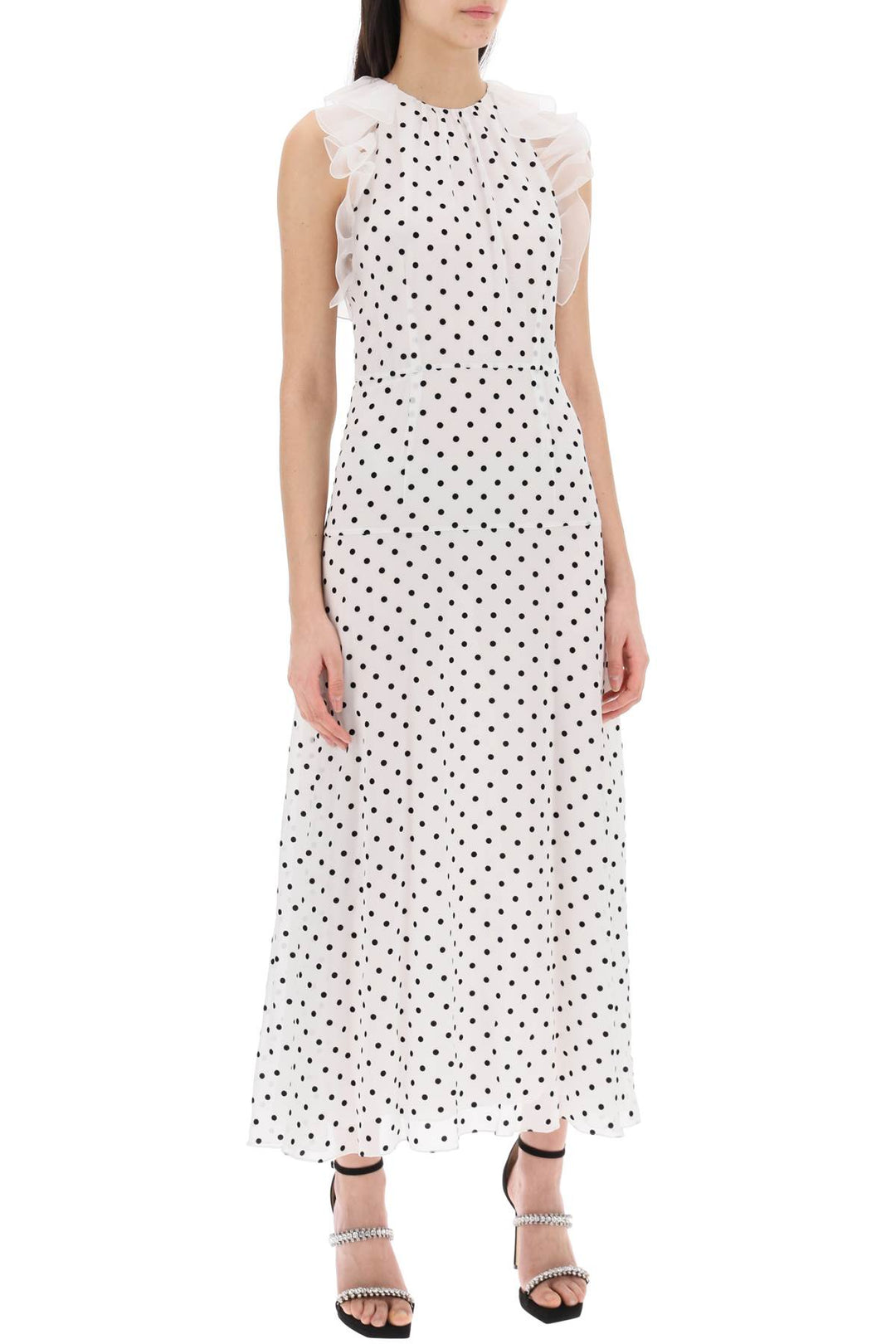 Alessandra rich sleeveless maxi dress in polka-1