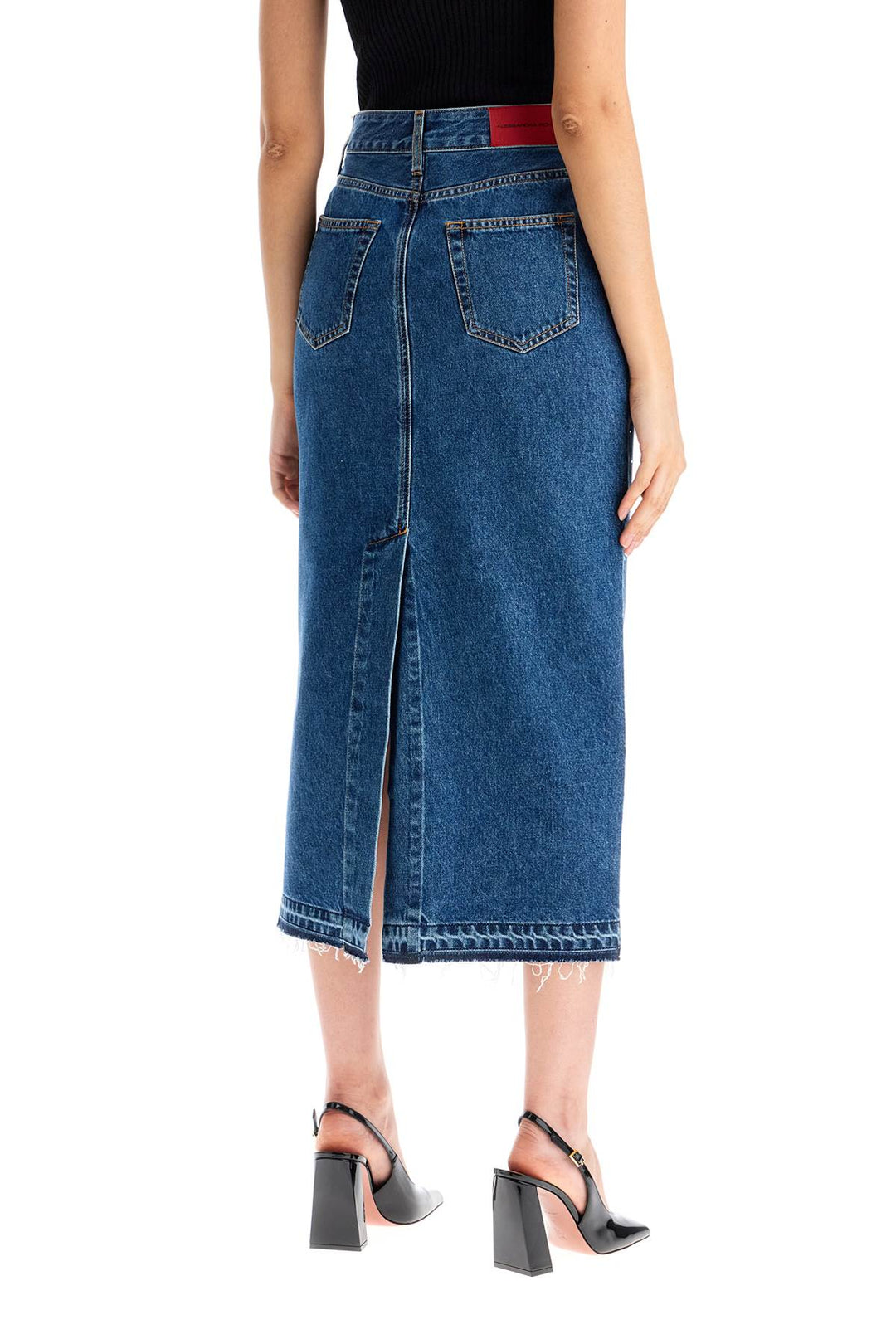 "denim midi skirt with rhin-2