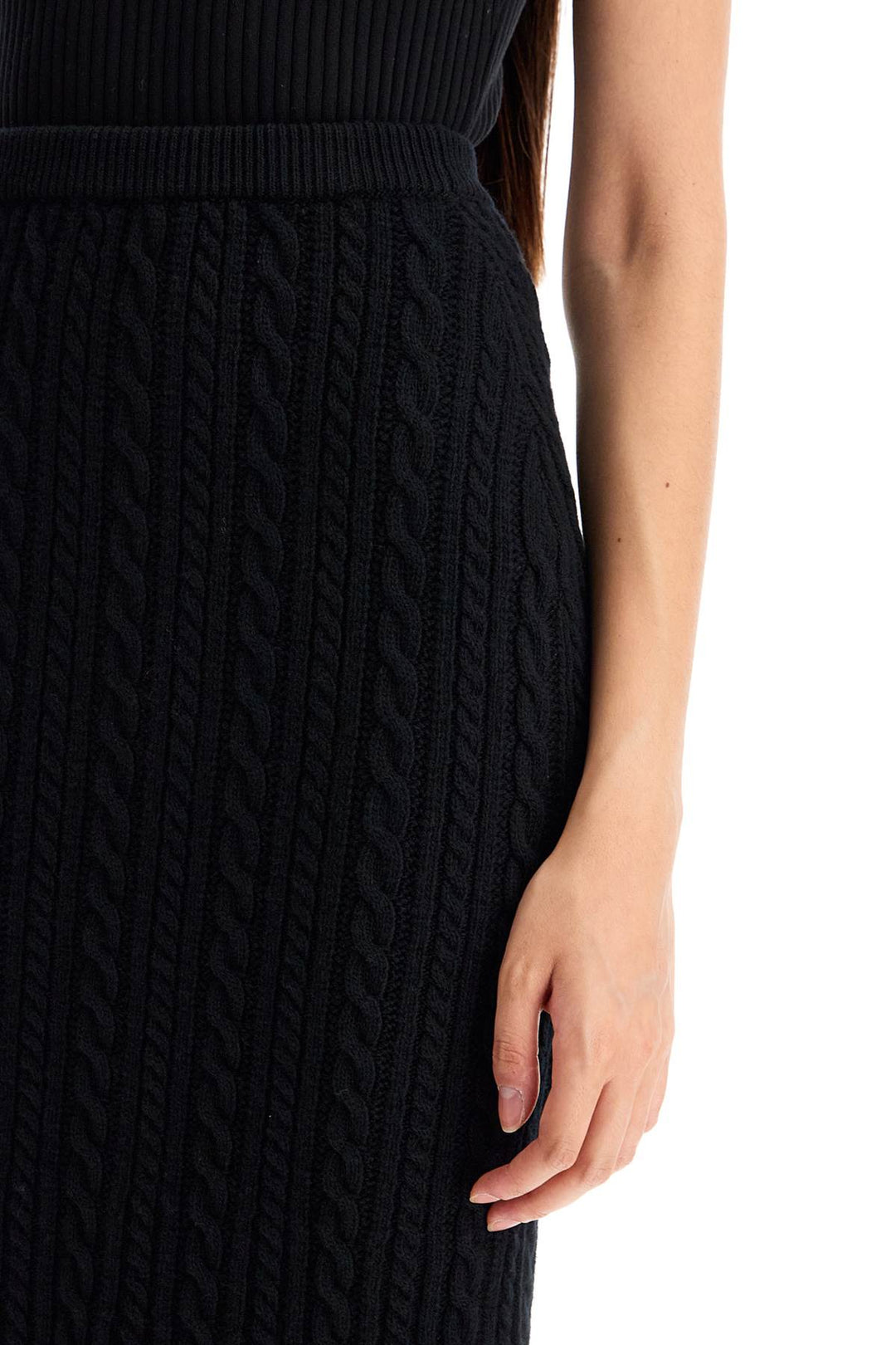 "knitted midi skirt with cable knit-3