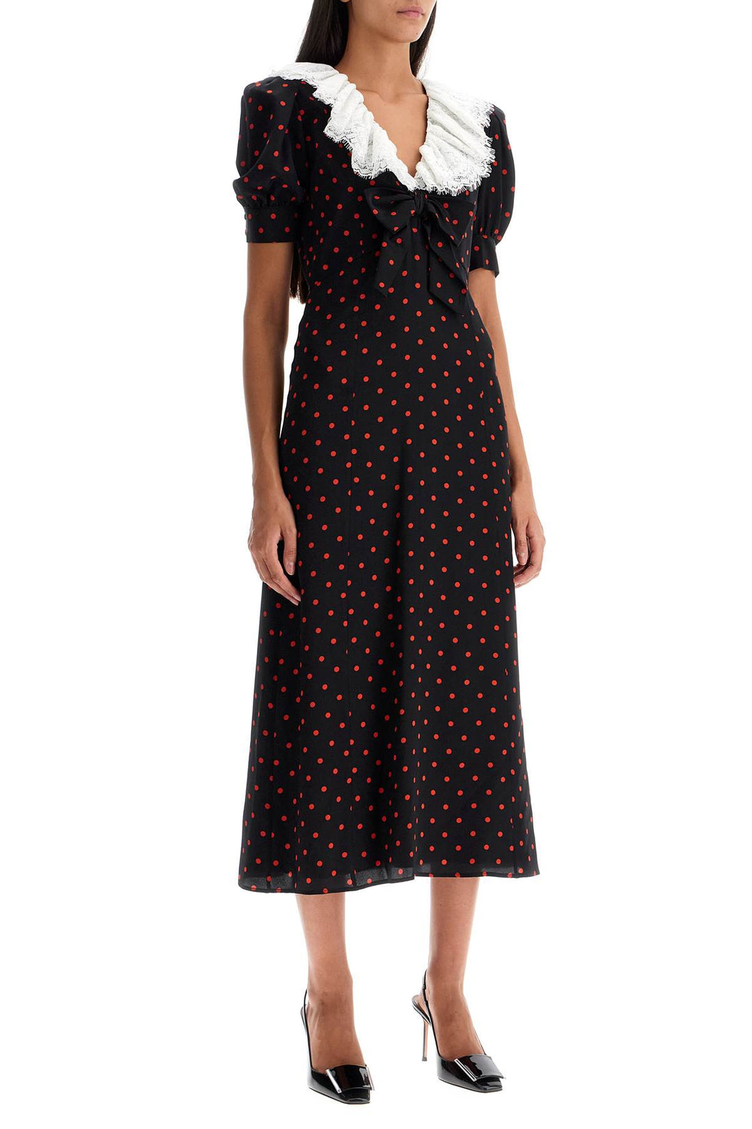 "polka dot silk midi dress"-1