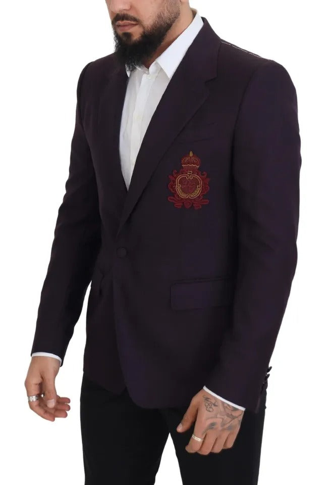 Purple Logo Single Breasted Wool Blazer