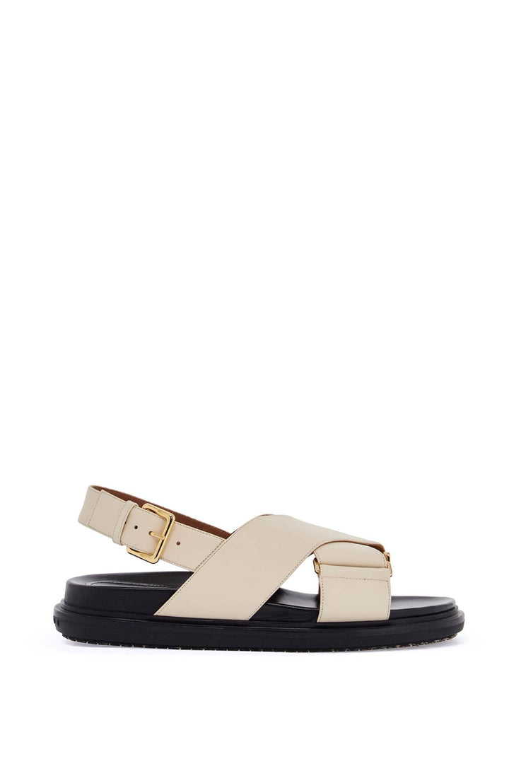 fussbett sandals in silk white leather with low heel-0