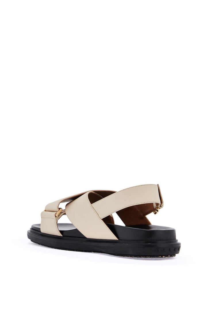 fussbett sandals in silk white leather with low heel-2