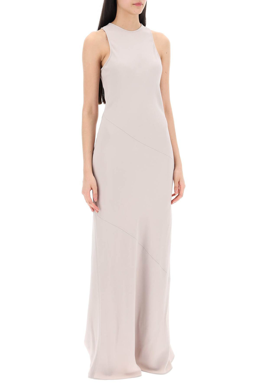 maxi crepe dress with bias cuts-1