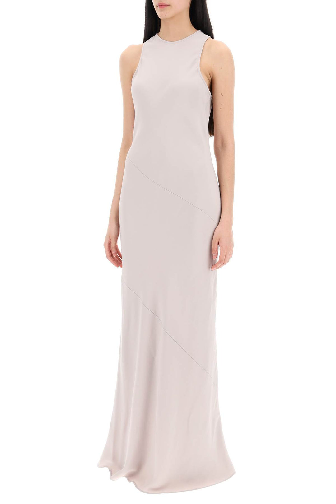 maxi crepe dress with bias cuts-3