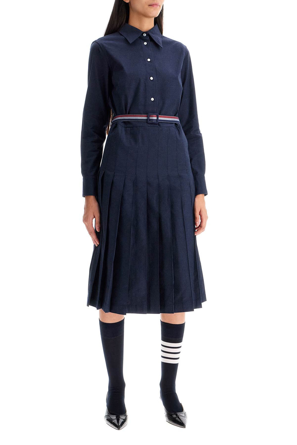 midi shirt dress with belt-1