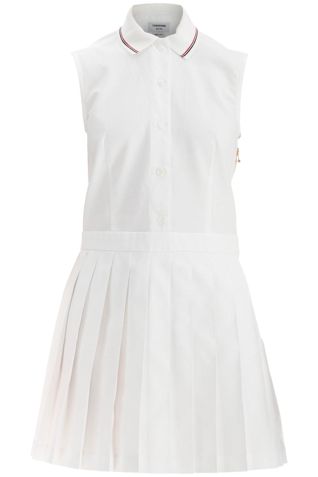 white pleated cotton dress for women-0