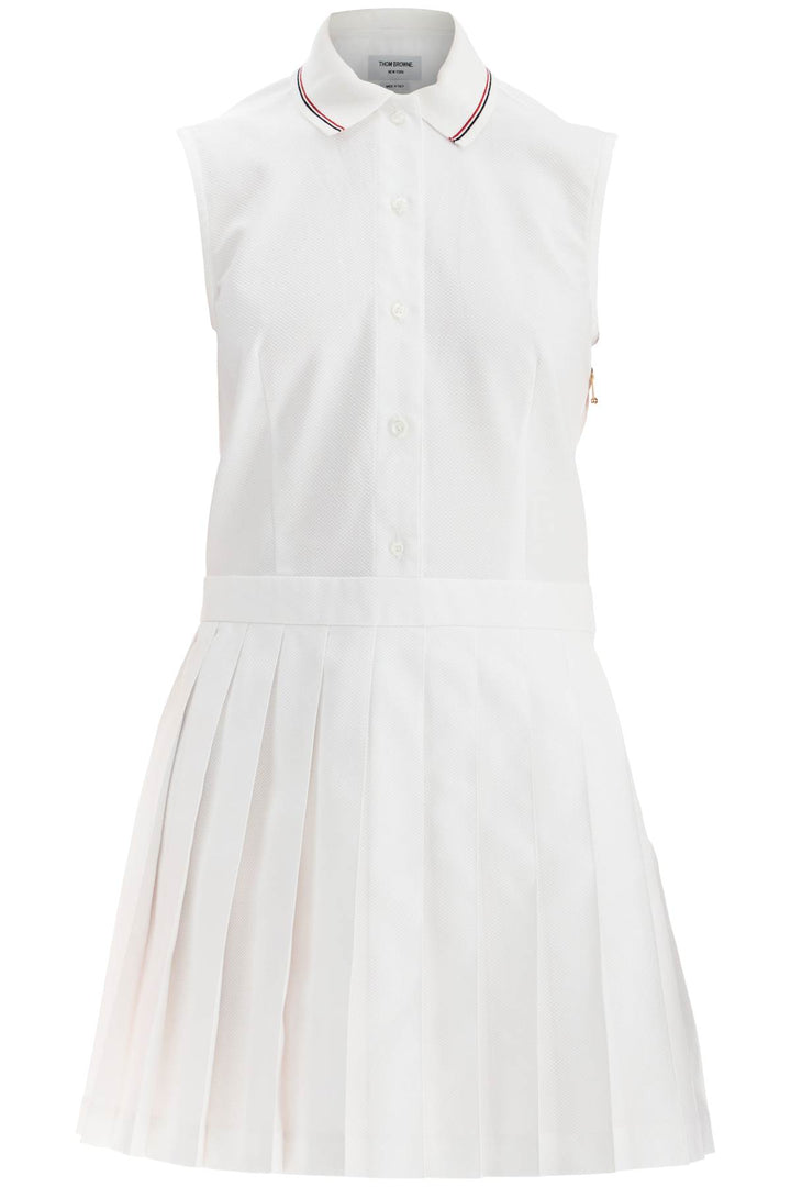 white pleated cotton dress for women-0