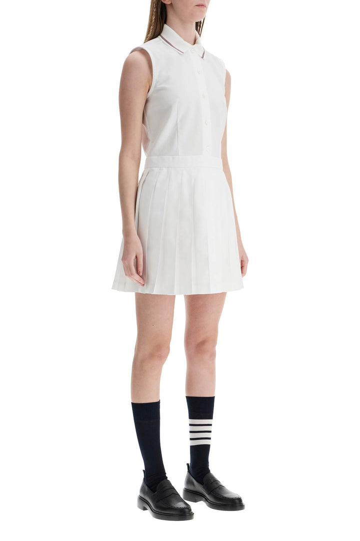 white pleated cotton dress for women-1