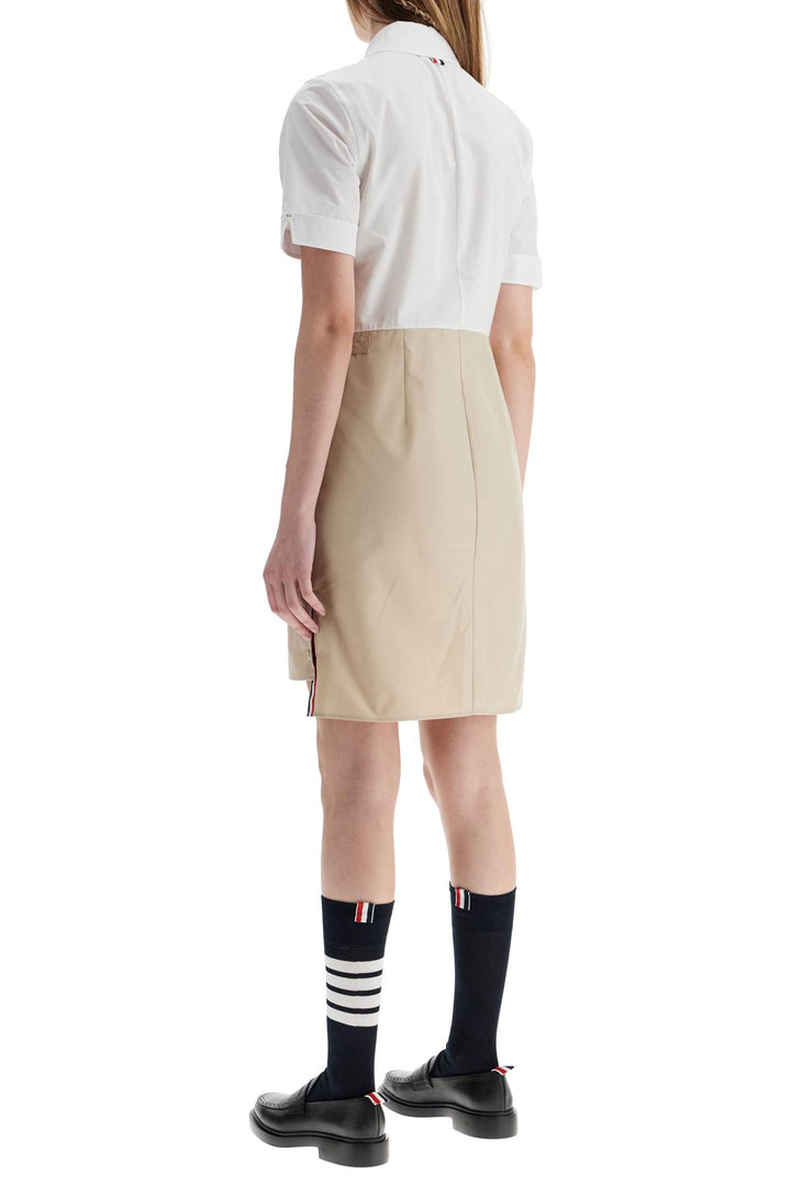 khaki typewriter cloth dress with striped logo-2