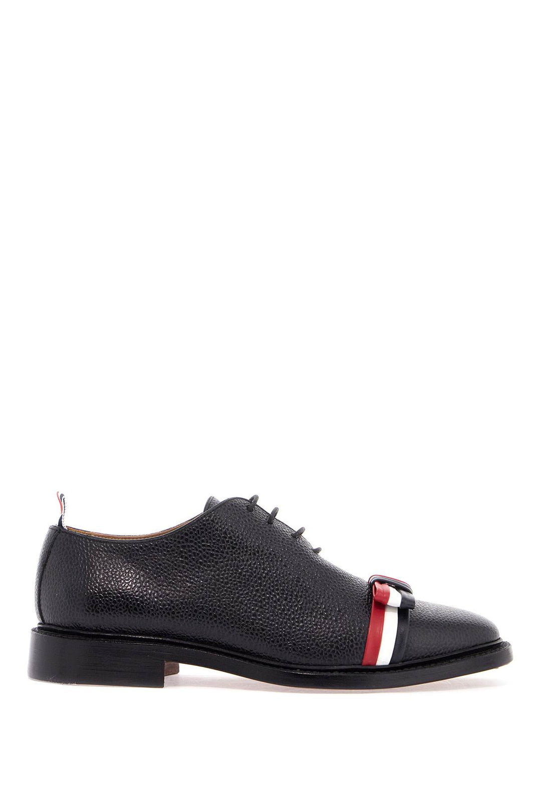 elegant wholecut shoes in black calfskin with rwb bow-0