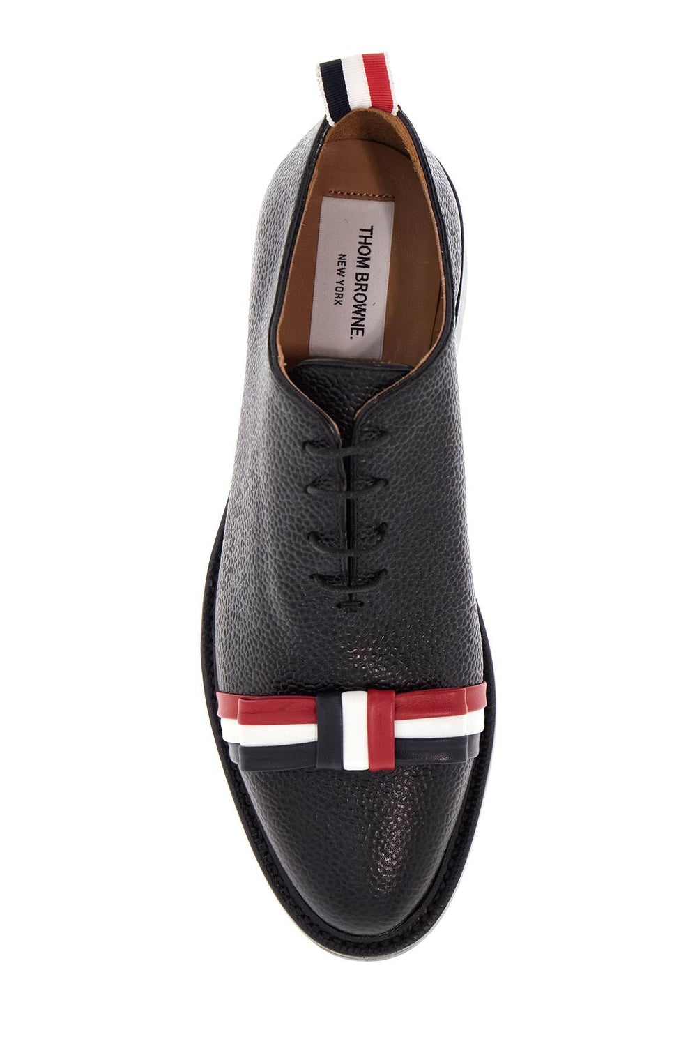 elegant wholecut shoes in black calfskin with rwb bow-1