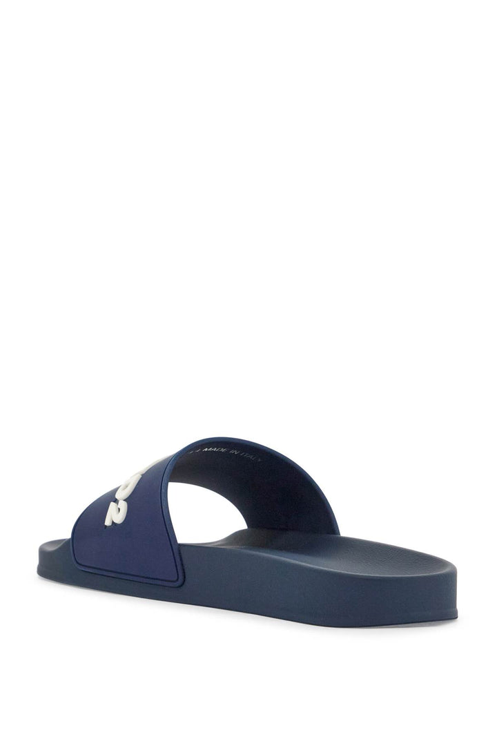 navy blue polyurethane slippers with minimalist design and leather sole-2