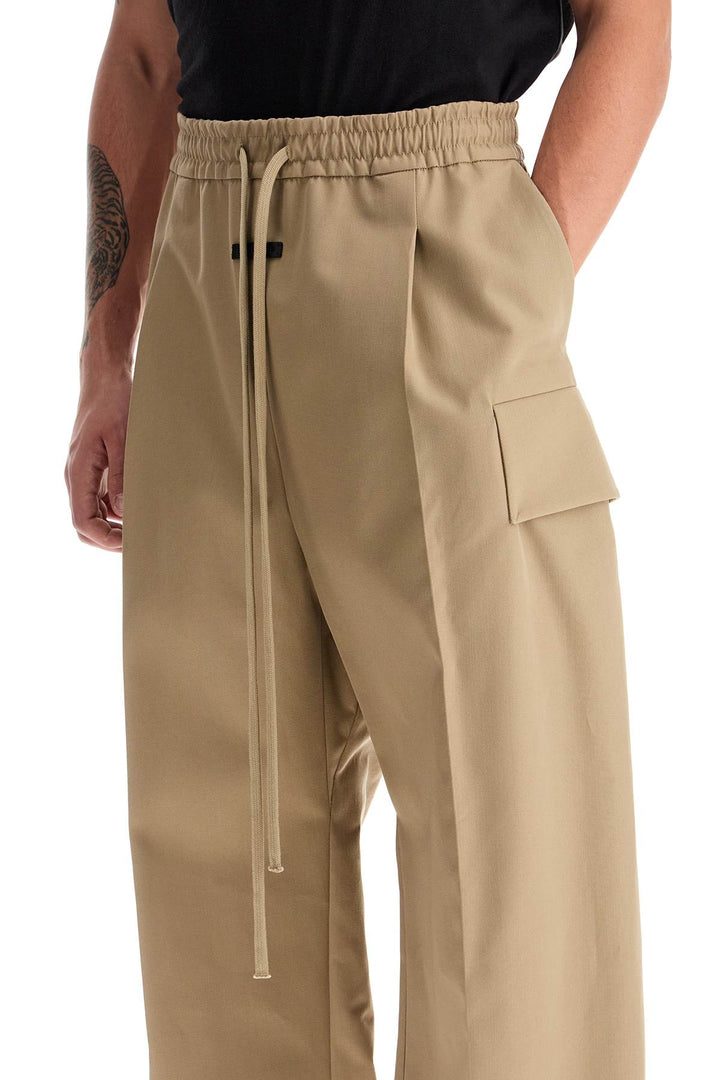 cargo wool and cotton blend trousers-3