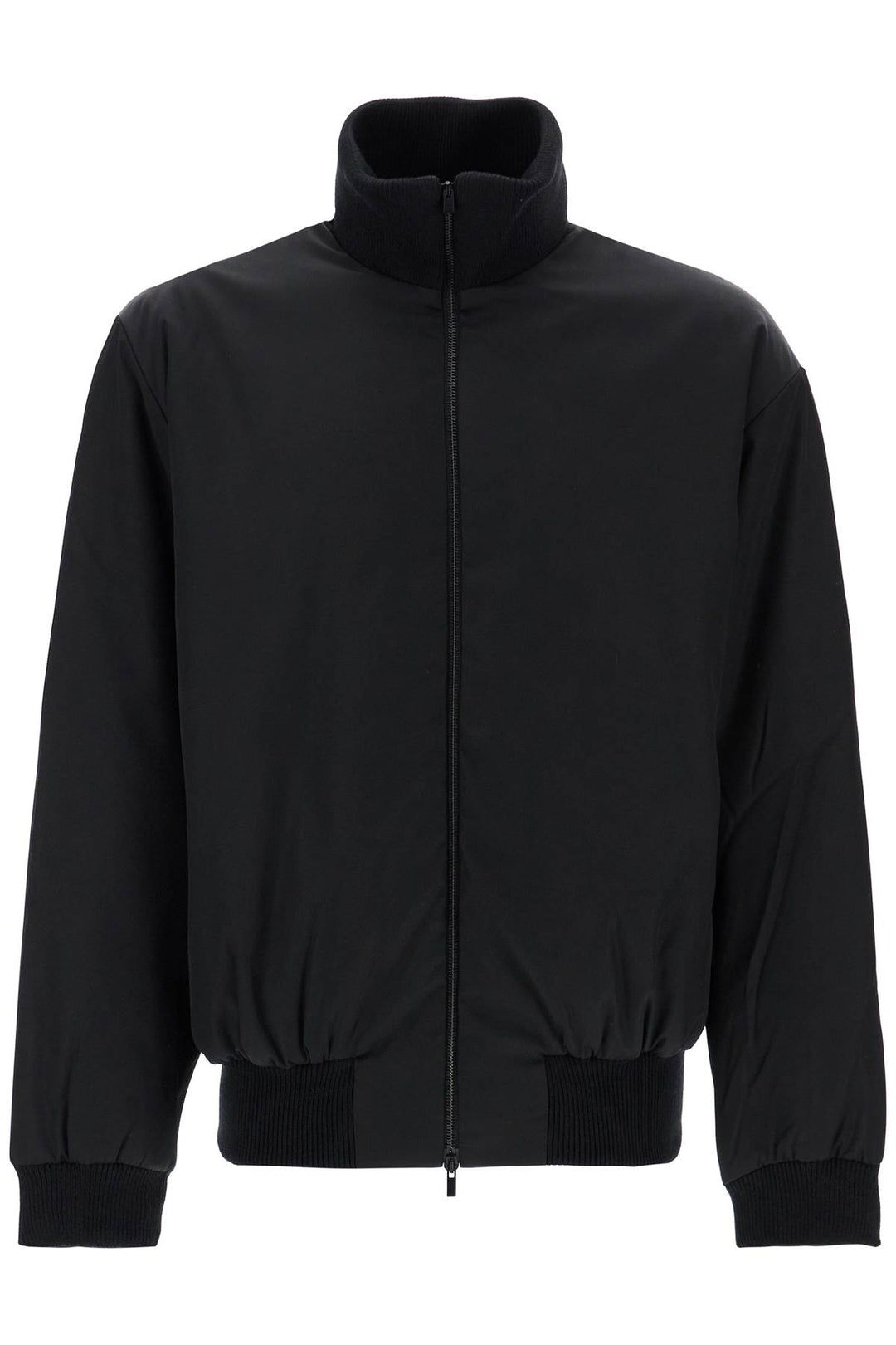 black nylon bomber with high collar-0