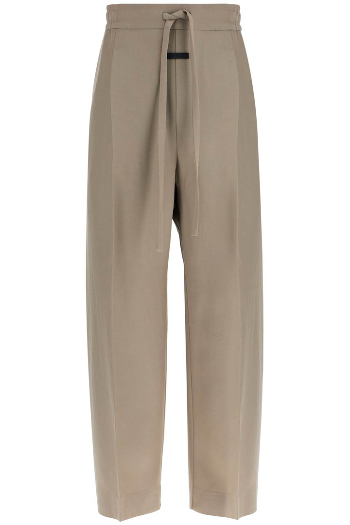 beige wide leg pants in virgin wool and viscose-0