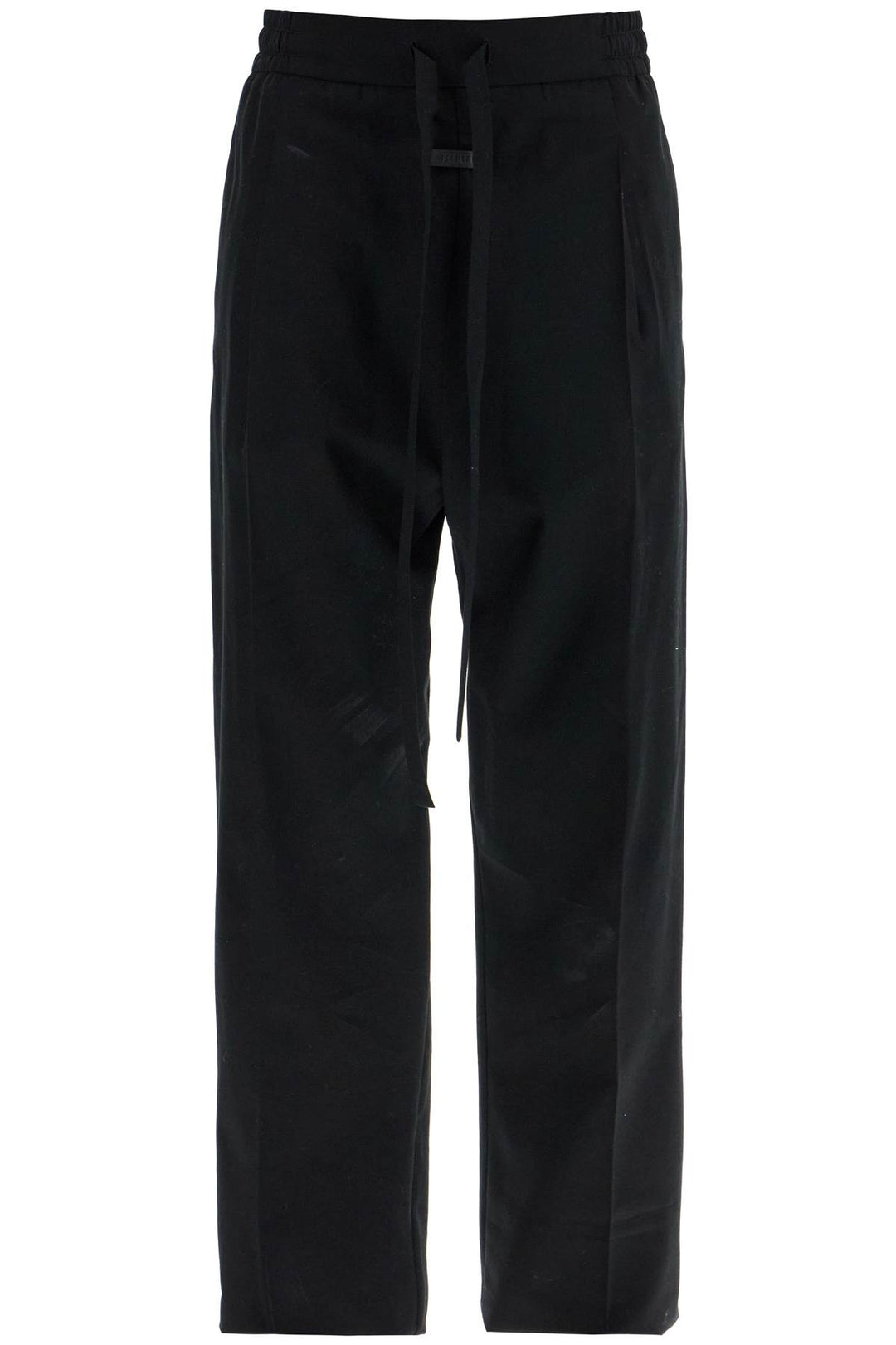 wide leg black cotton and wool pants-0