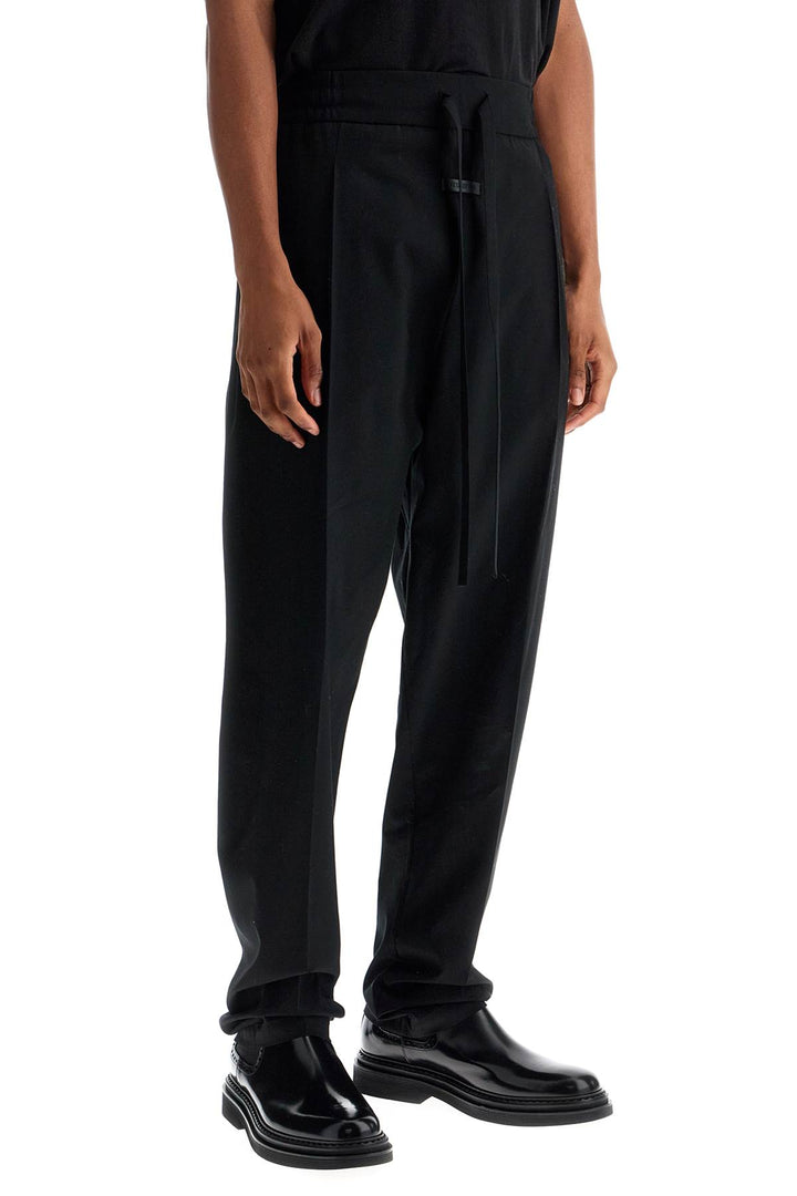 wide leg black cotton and wool pants-1