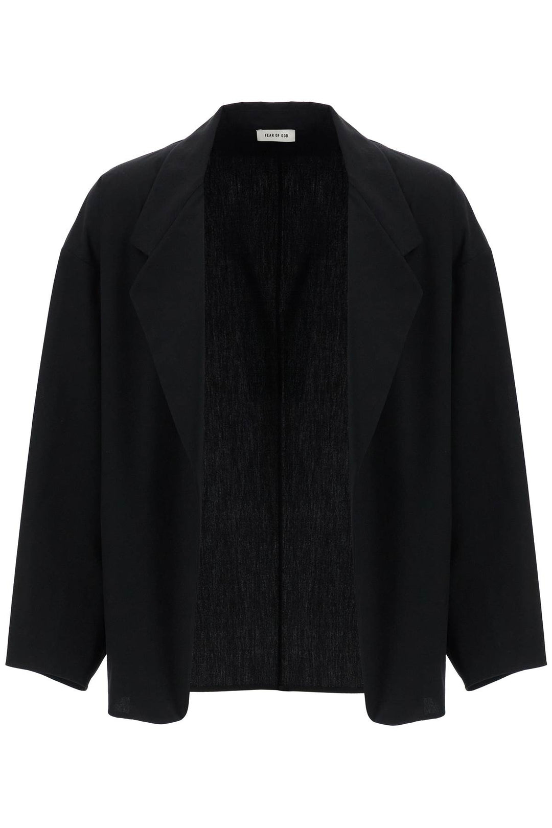 blazer in misto cotone e lana nero oversize con zip-0