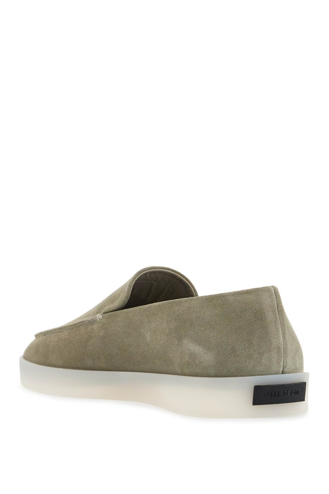 minimalist suede loafer in sage green with rubber sole-2