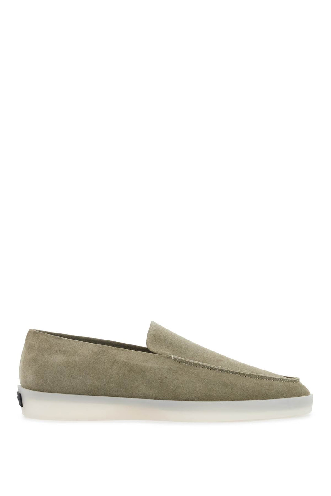 minimalist suede loafer in sage green with rubber sole-0