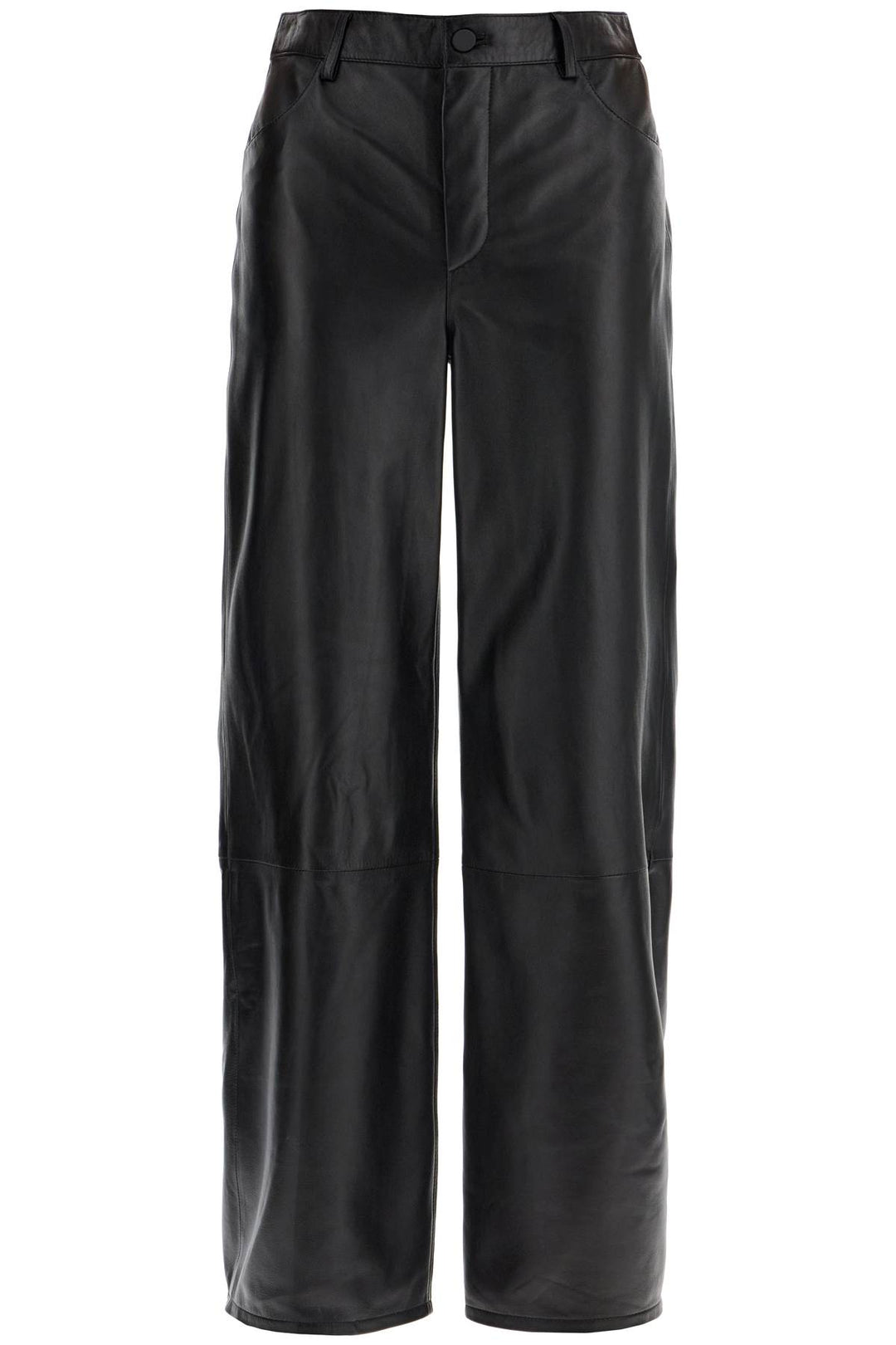 high-waisted wide-leg black leather pants-0