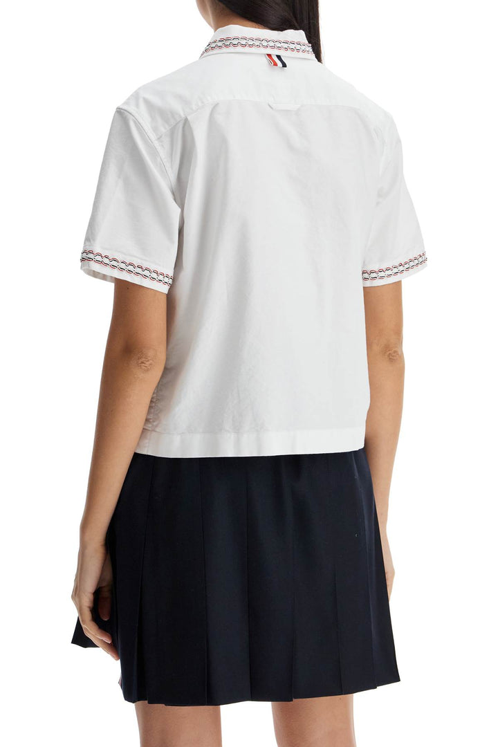 cropped oxford shirt for women-2