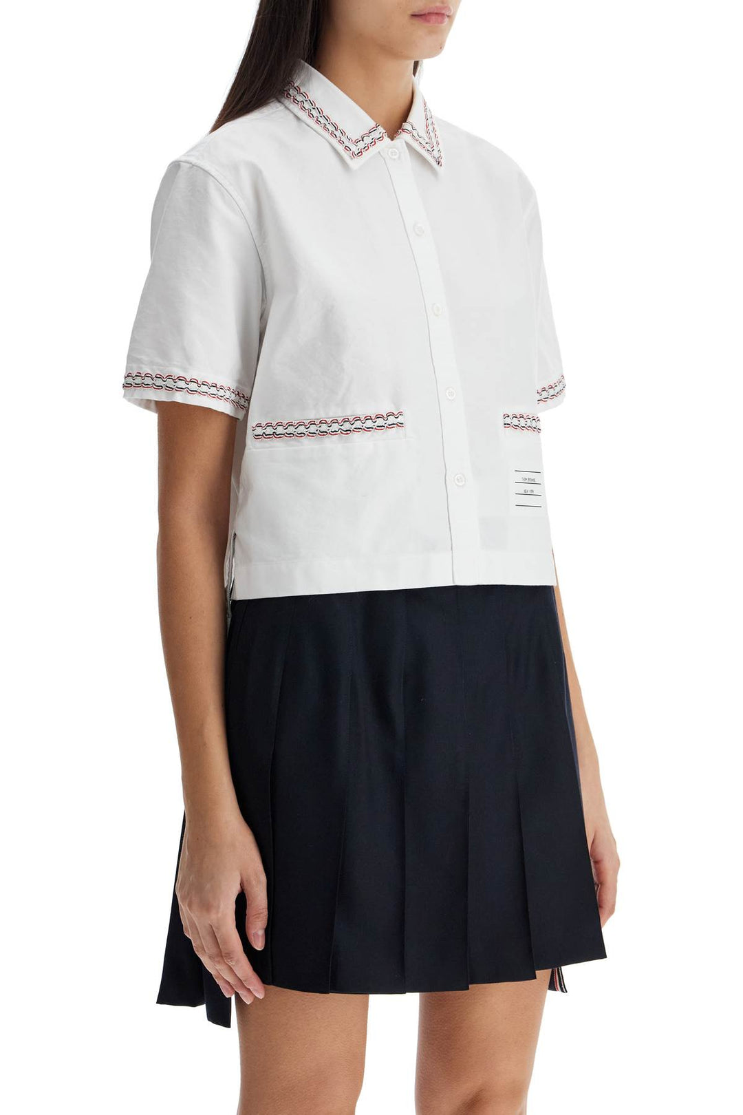 cropped oxford shirt for women-1