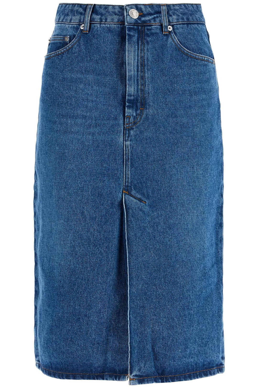 denim midi skirt in seven-0