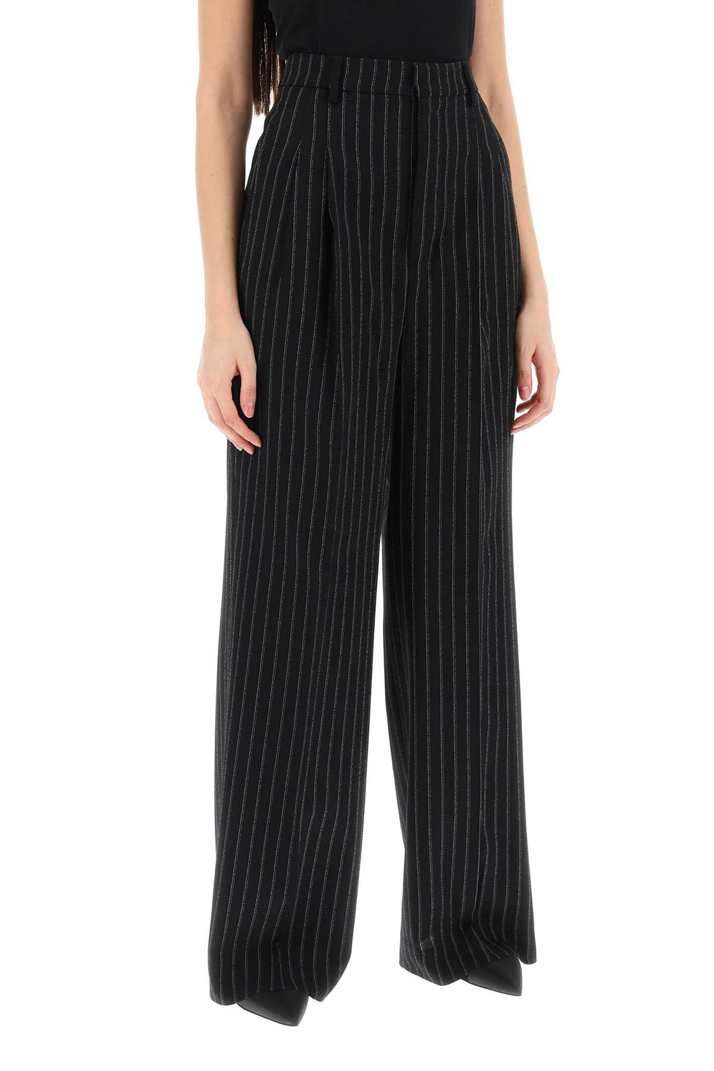 wide-legged pinstripe trousers with-1