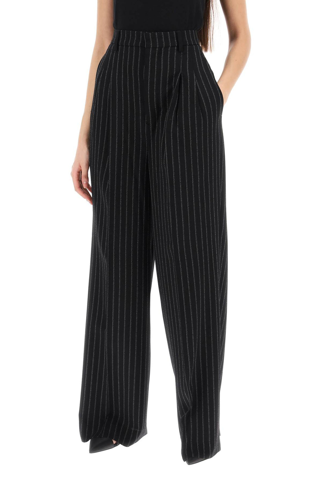 wide-legged pinstripe trousers with-3