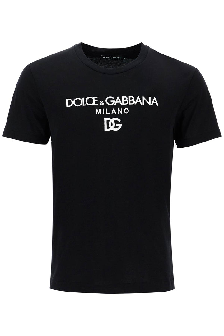 "dg embroidered t-shirt with lettering logo print-0